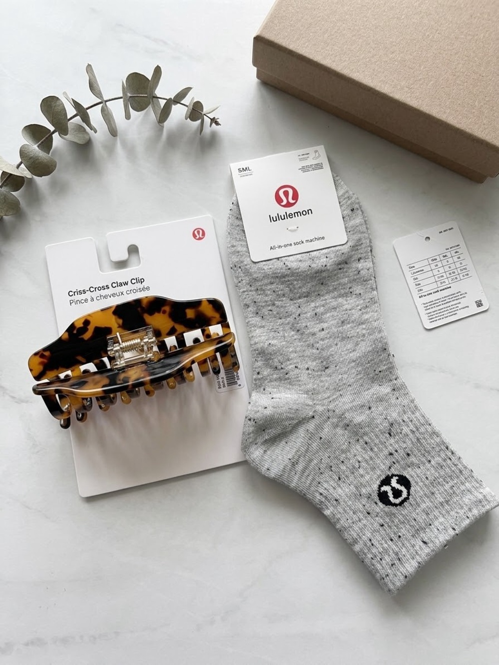 Lululemon athletics socks / criss-cross claw clip bundle 2pc hair accessories
